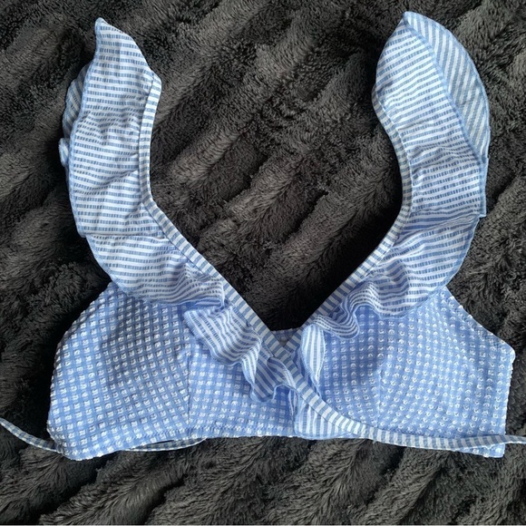 Aerie Seersucker Ruffle Wrap Bikini Top - Picture 2 of 7